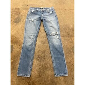 Levi's 524 Skinny Jeans Womens 7 Blue Denim Cotton Stretch Distressed Low Rise